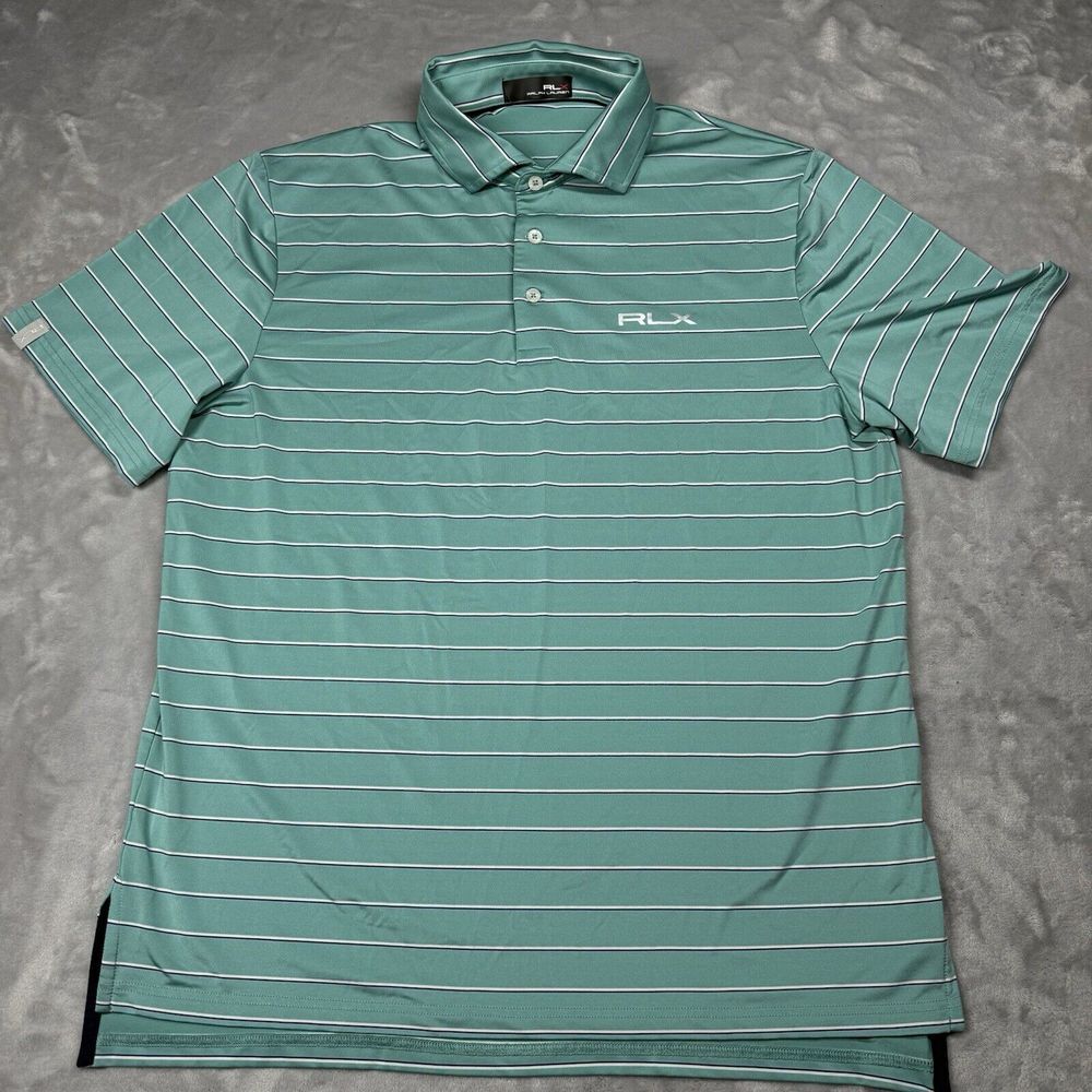 RLX Ralph Lauren Teal Polo with White Stripes